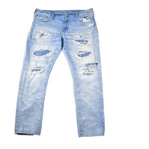 American Eagle Jeans Mens 38X32 (38x30 Actual) Slim Blue Denim Rust Stain